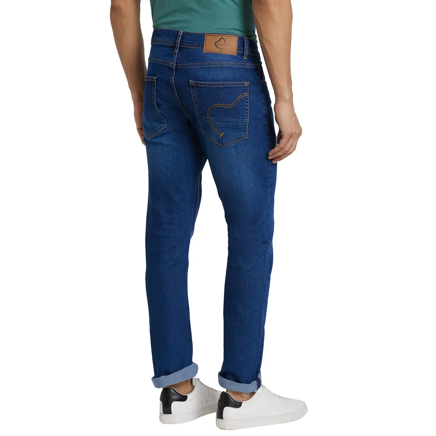 Blue Slim Straight Fit Men's Denims by Being Human Clothing - Image 3