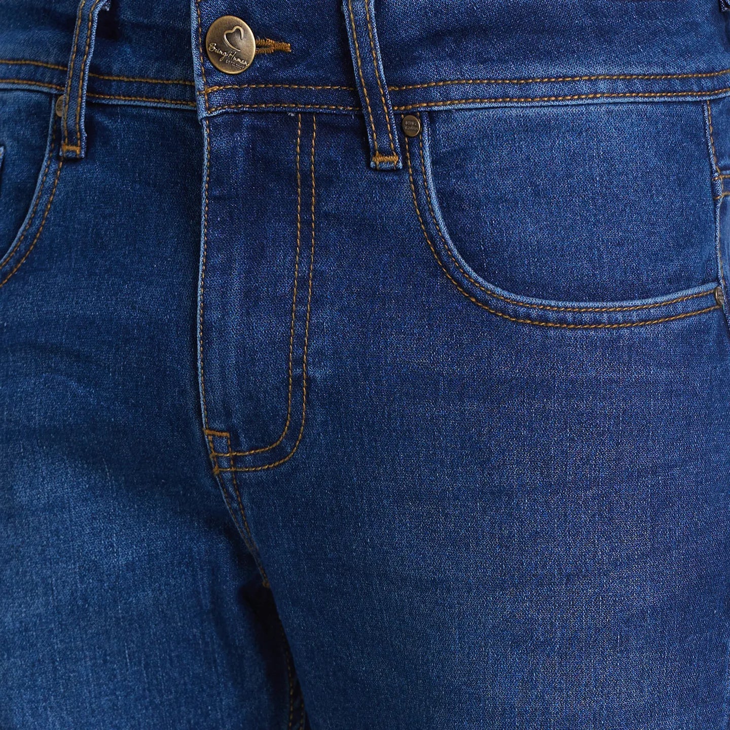Blue Slim Straight Fit Men's Denims by Being Human Clothing - Image 4