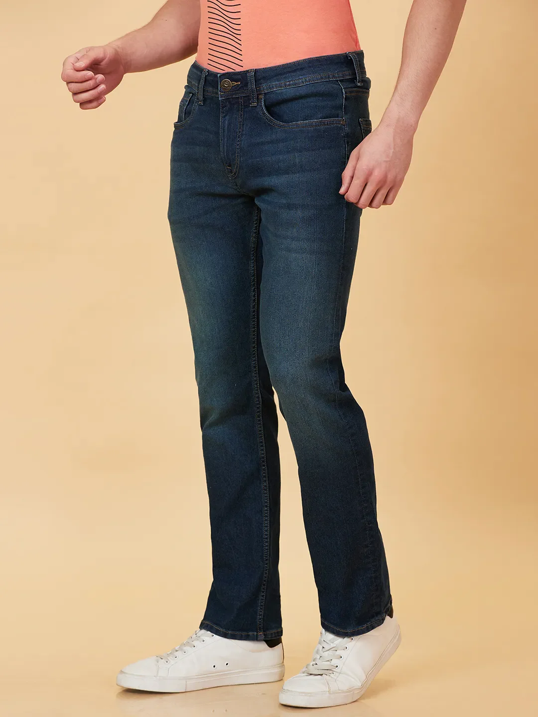 Blue Slim Straight Fit Men's Denims by Being Human Clothing - Image 3