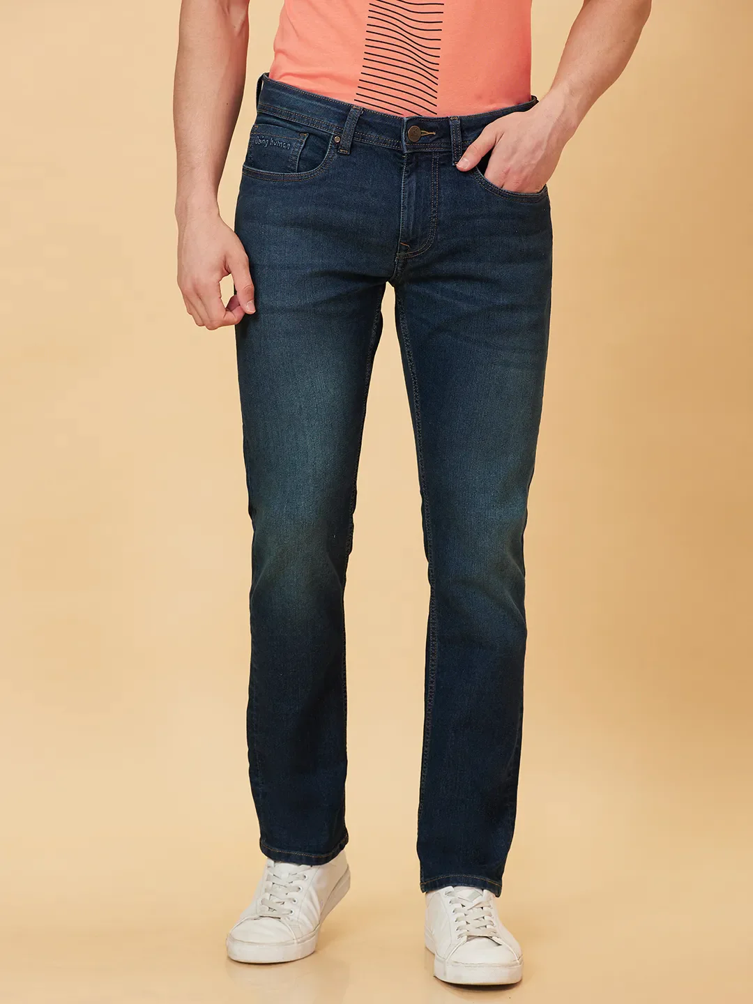 Blue Slim Straight Fit Men's Denims by Being Human Clothing - Image 6