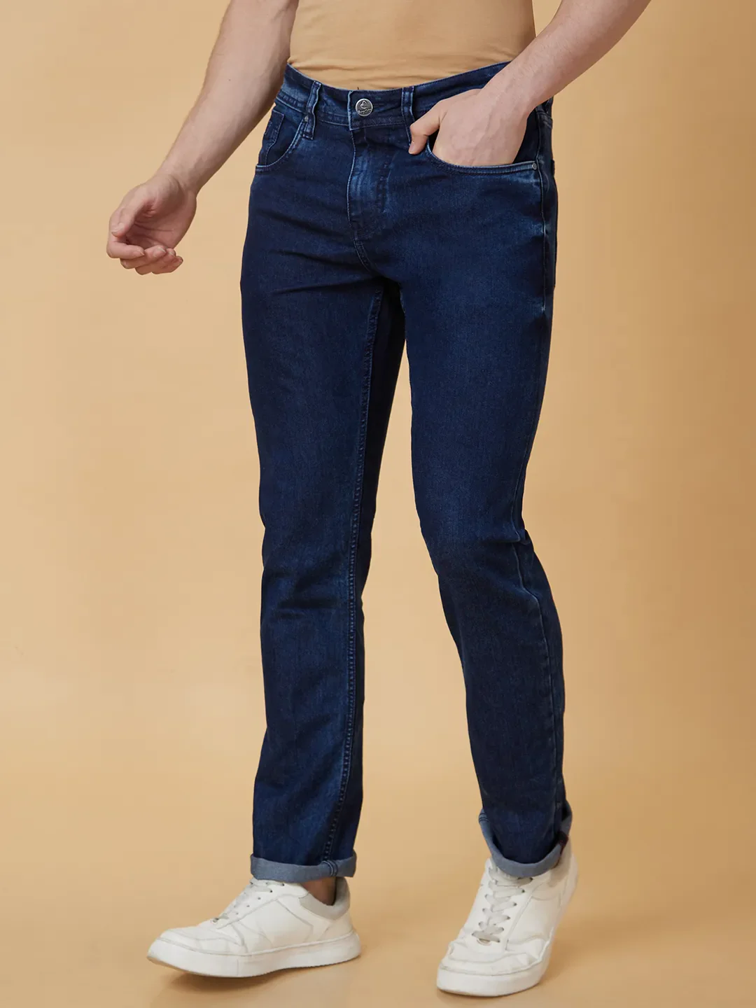Blue Slim Straight Fit Men's Denims by Being Human Clothing - Image 3