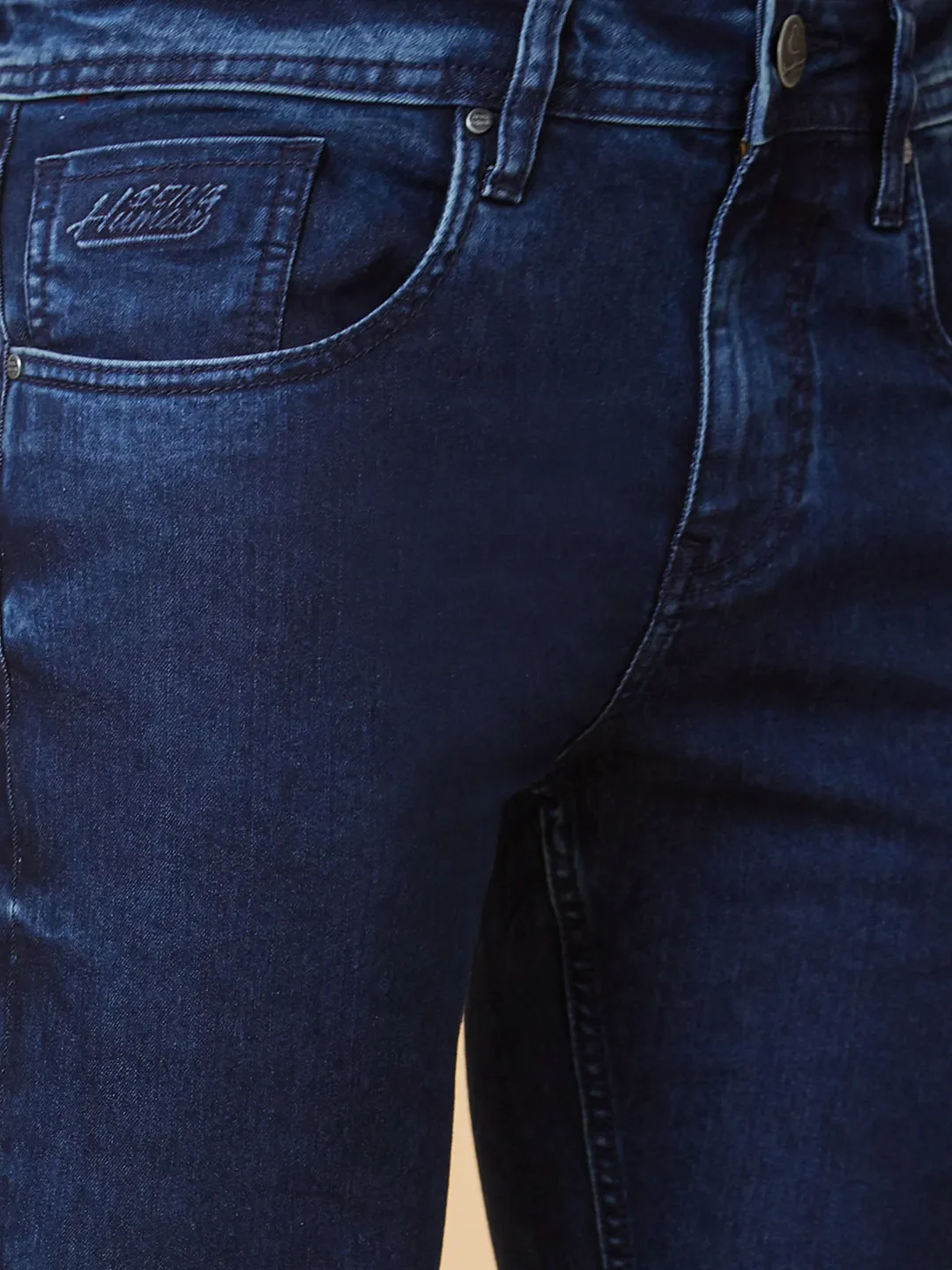 Blue Slim Straight Fit Men's Denims by Being Human Clothing - Image 4
