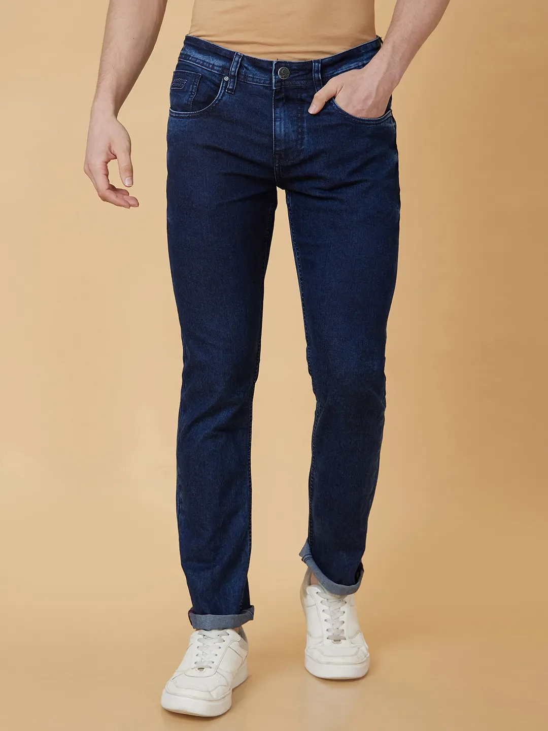 Blue Slim Straight Fit Men's Denims by Being Human Clothing - Image 6