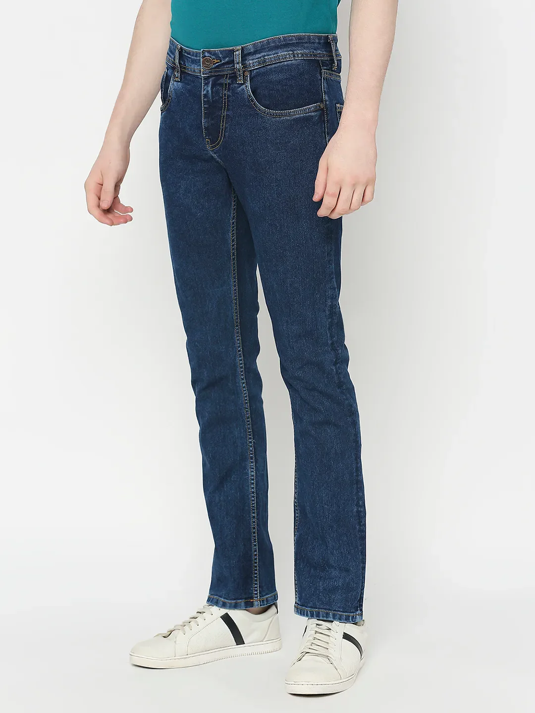 Blue Slim Straight Fit Men's Denims by Being Human Clothing - Image 2