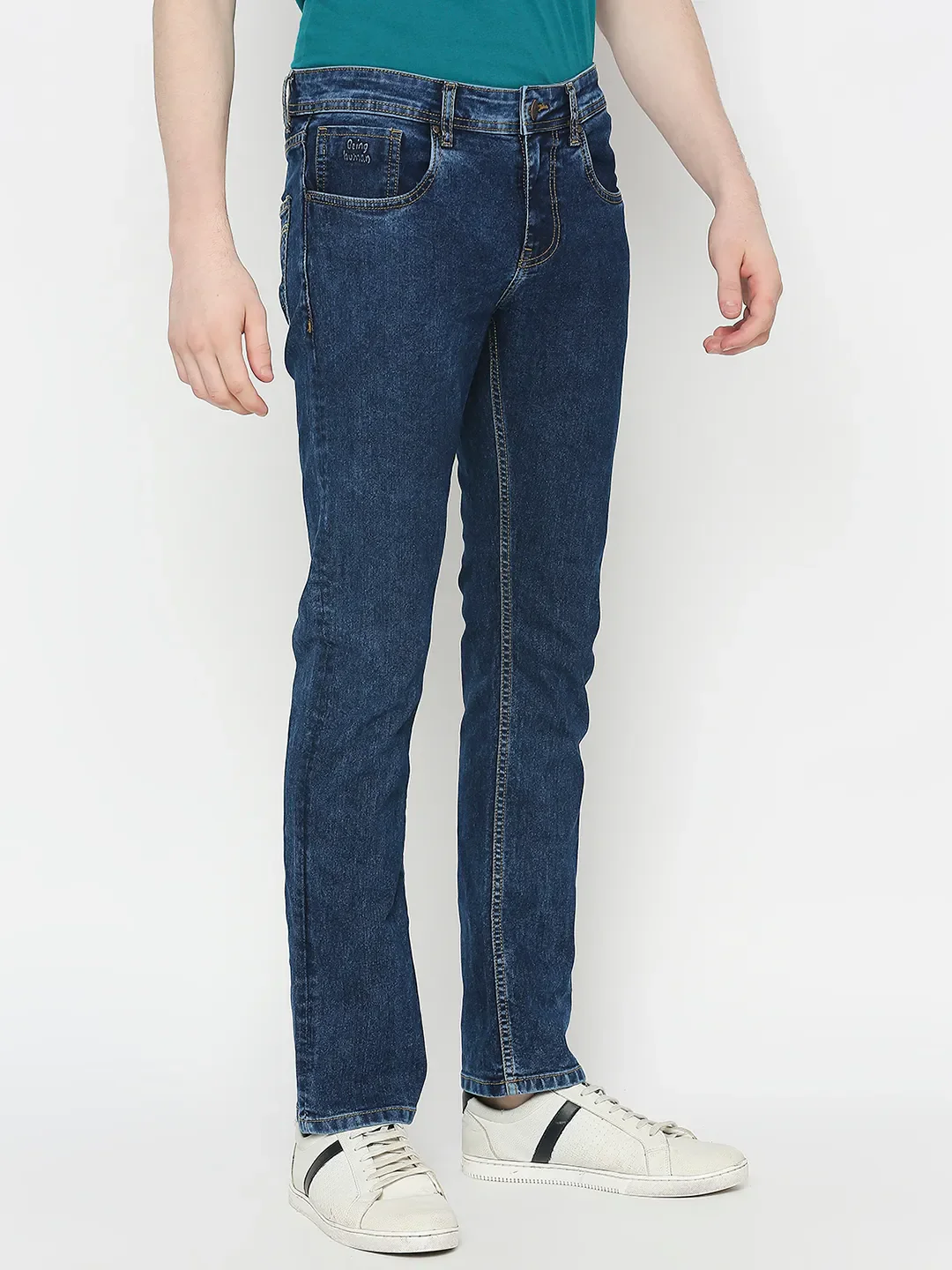 Blue Slim Straight Fit Men's Denims by Being Human Clothing - Image 3