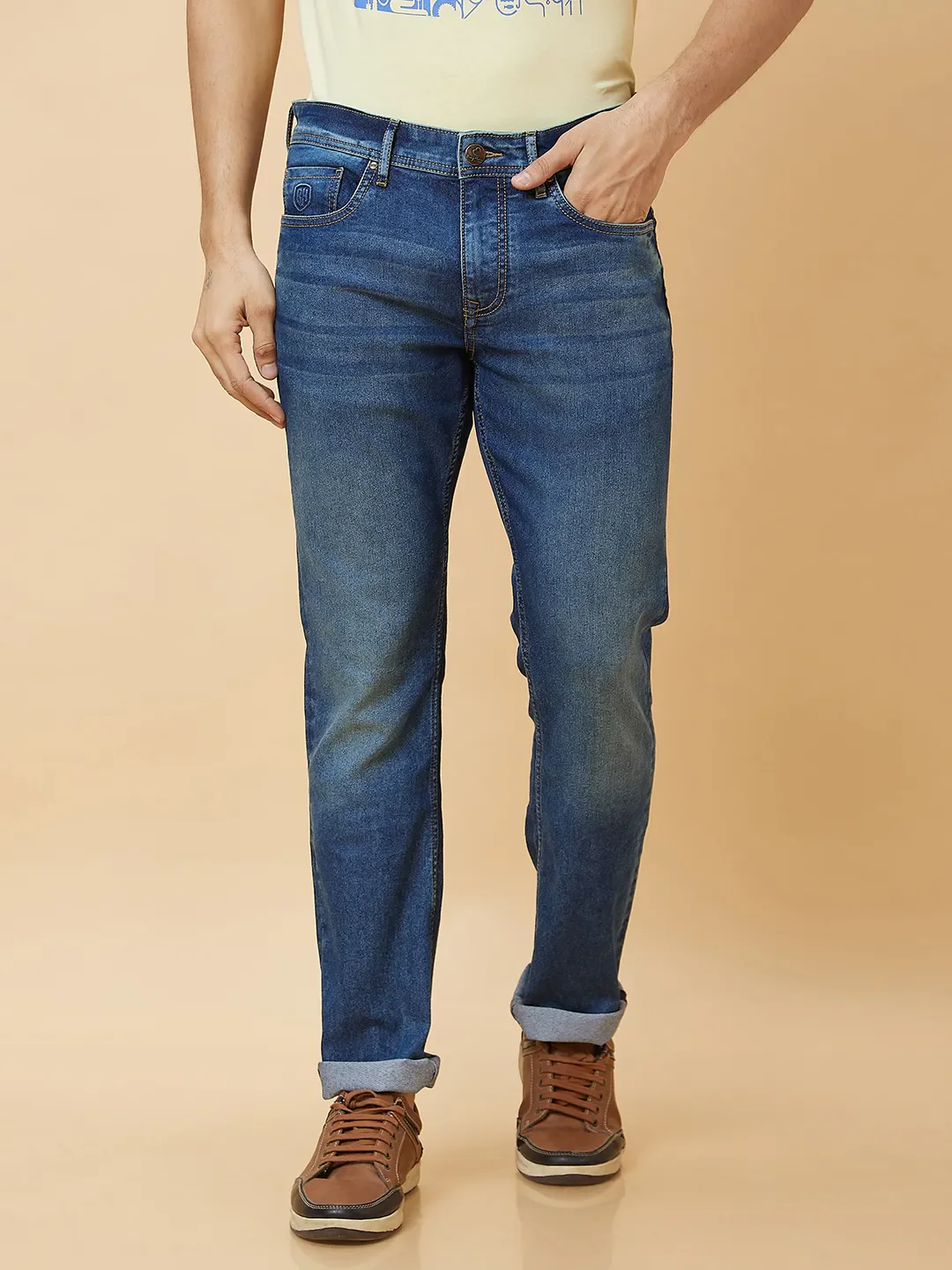 Blue Slim Straight Fit Men's Denims by Being Human Clothing