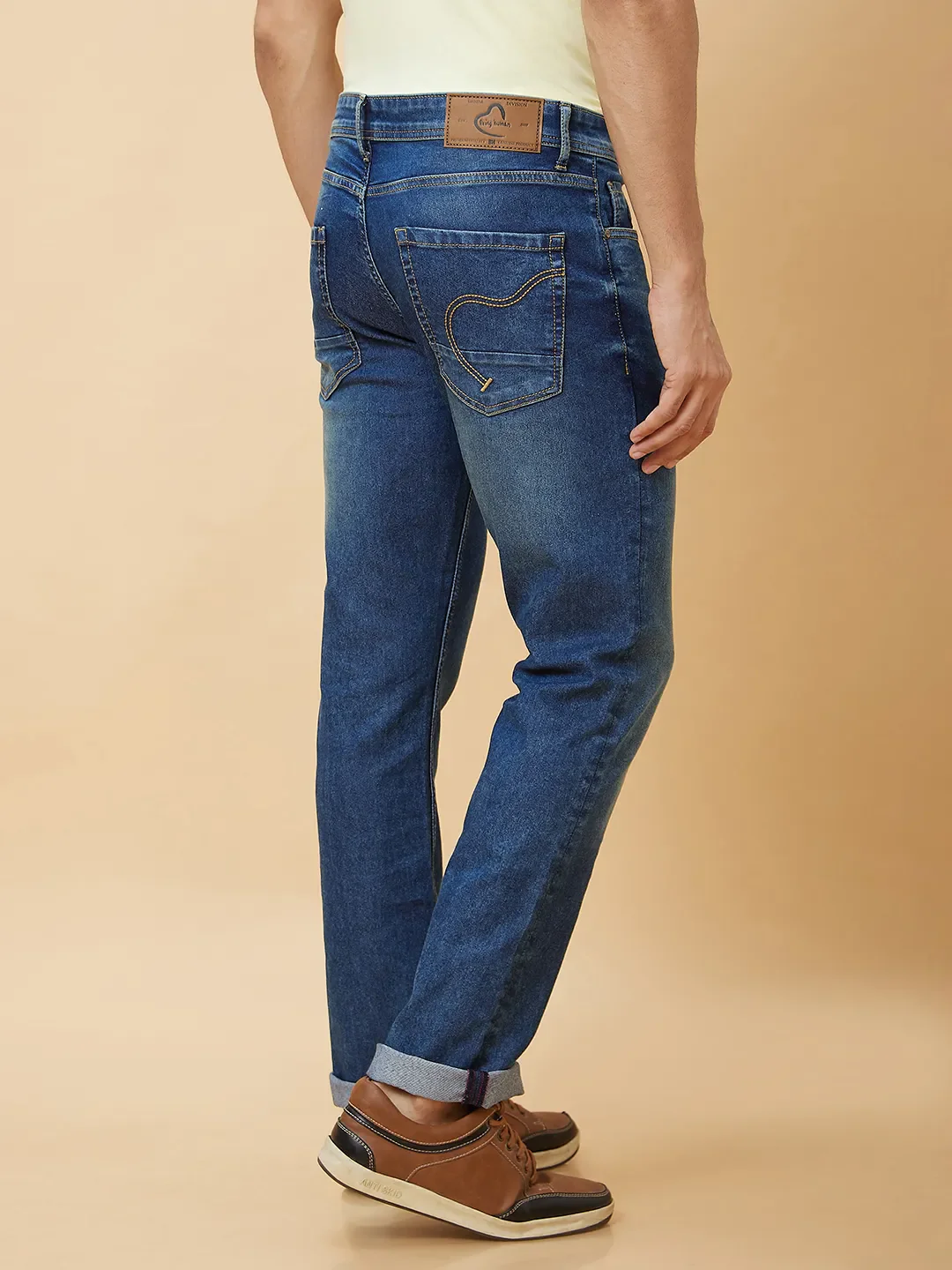 Blue Slim Straight Fit Men's Denims by Being Human Clothing - Image 4