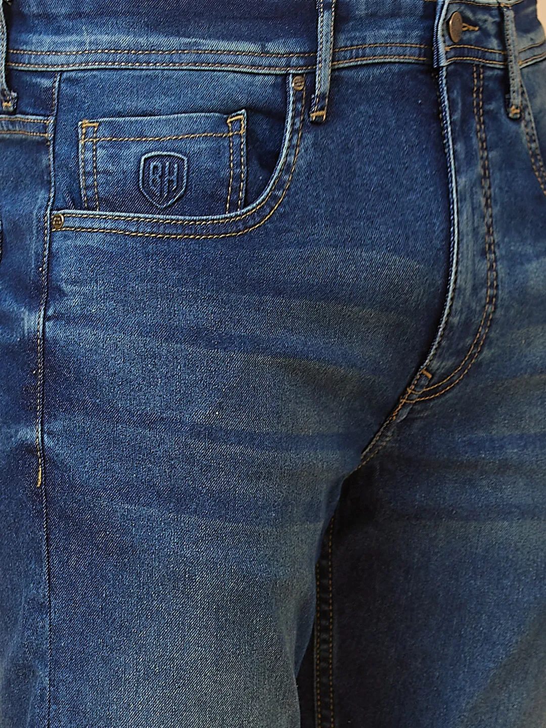 Blue Slim Straight Fit Men's Denims by Being Human Clothing - Image 5
