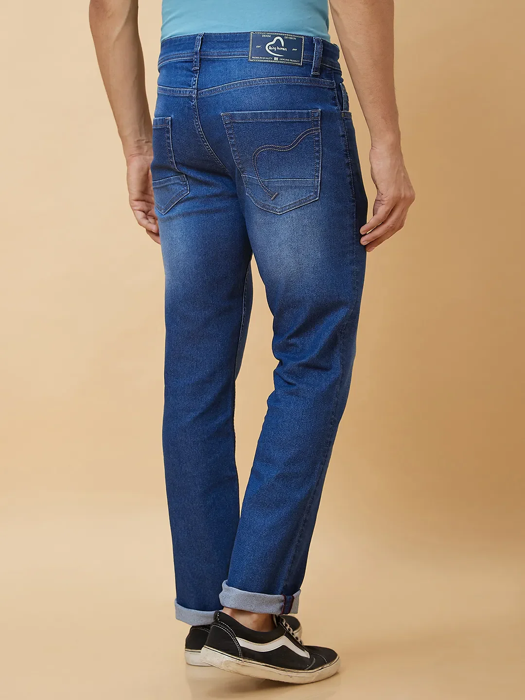 Blue Slim Straight Fit Men's Denims by Being Human Clothing - Image 4