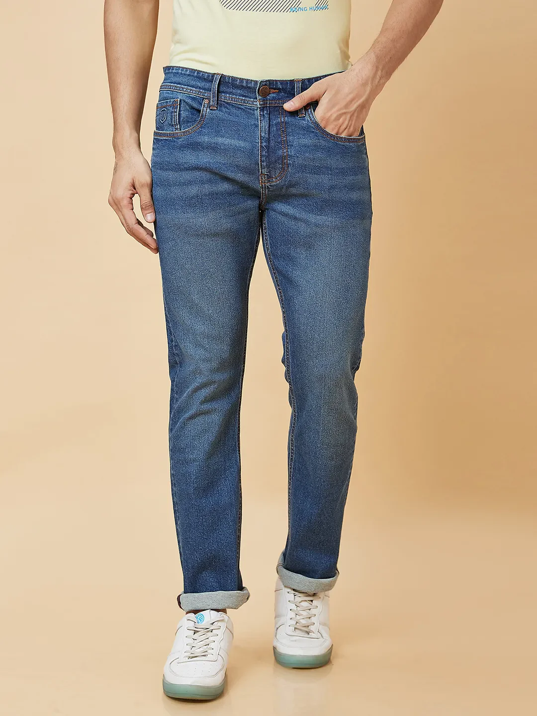 Blue Slim Straight Fit Men's Denims by Being Human Clothing