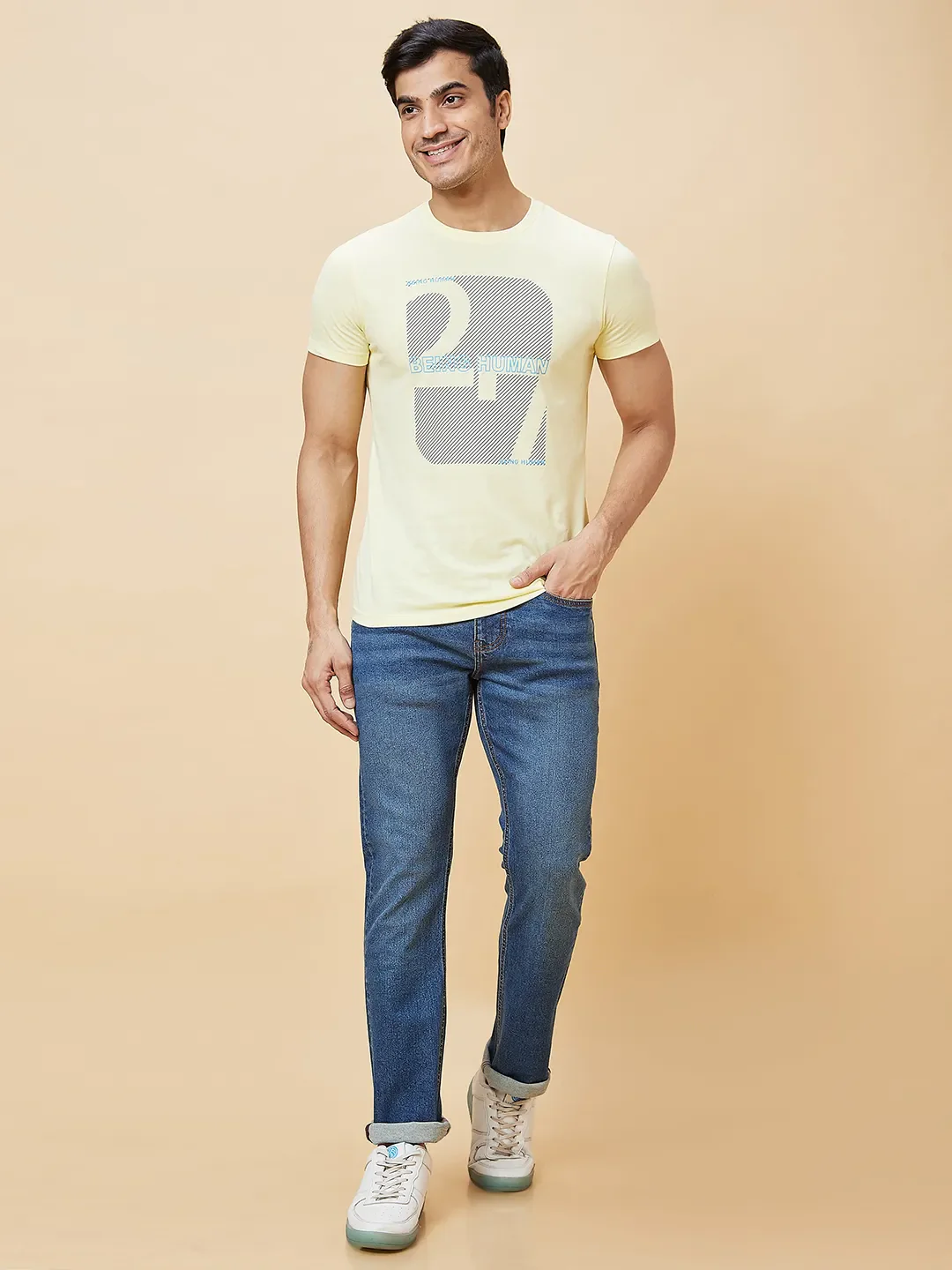 Blue Slim Straight Fit Men's Denims by Being Human Clothing - Image 2