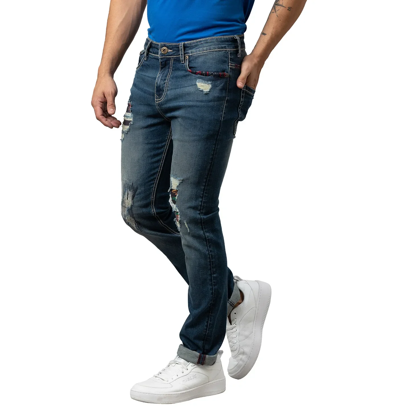 Blue Slim Straight Fit Men's Denims by Being Human Clothing - Image 4