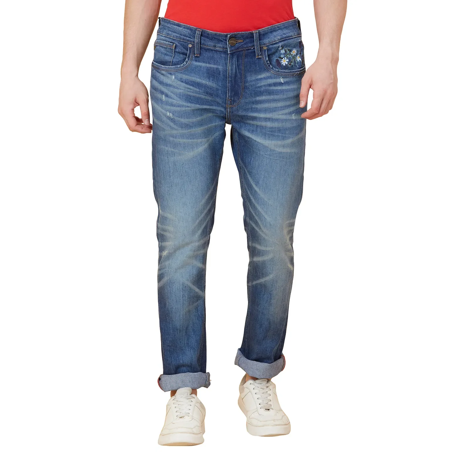 Blue Straight Fit Men's Denims by Being Human Clothing