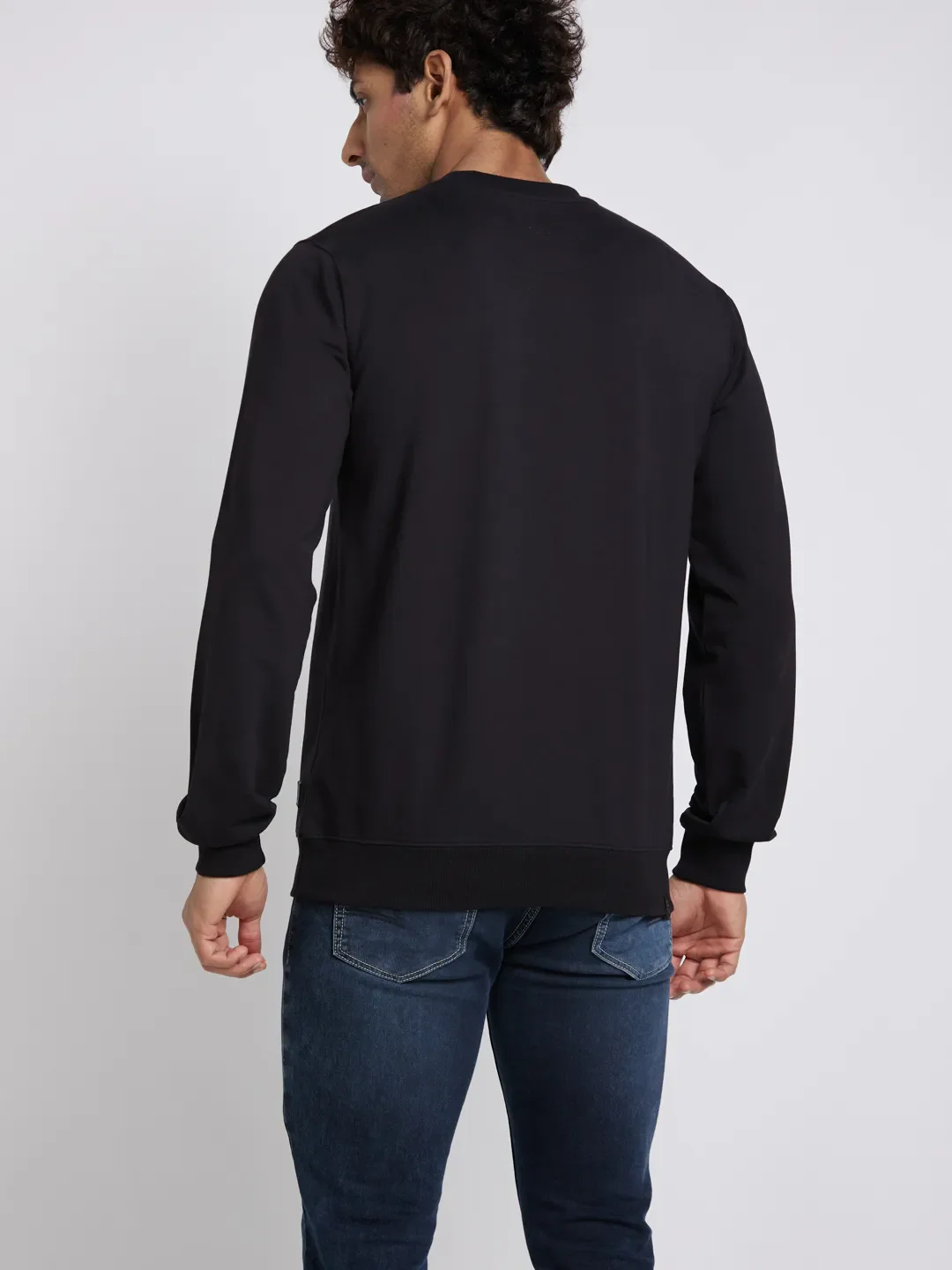 Black Regular Fit Round Neck Men's Sweatshirt by Being Human Clothing - Image 3