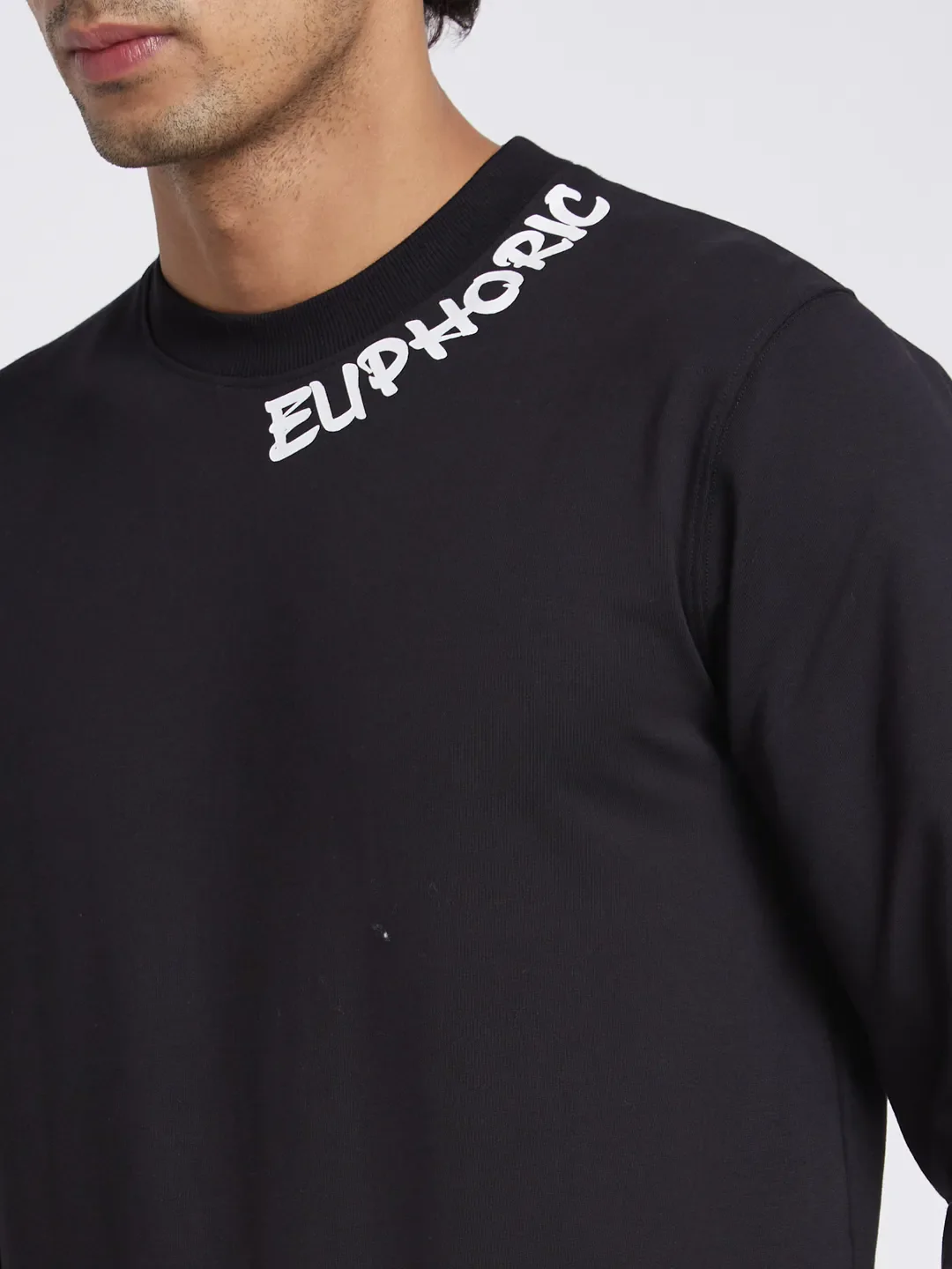 Black Regular Fit Round Neck Men's Sweatshirt by Being Human Clothing - Image 4