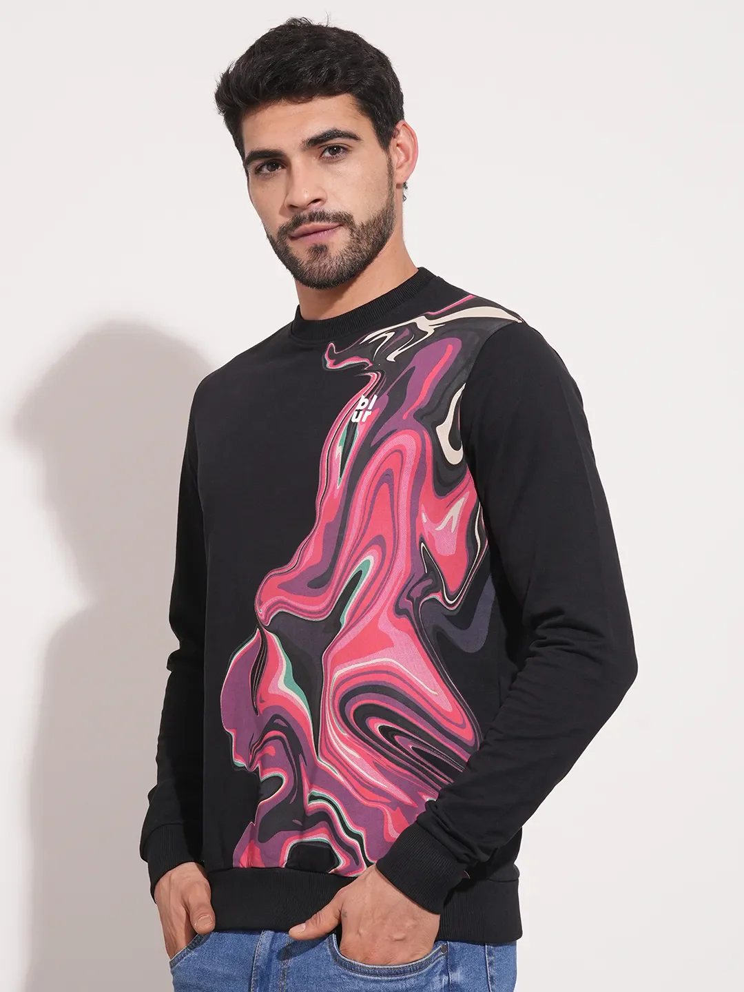 Black Regular Fit Round Neck Long Sleeves Men's Sweatshirt by Being Human Clothing - Image 4