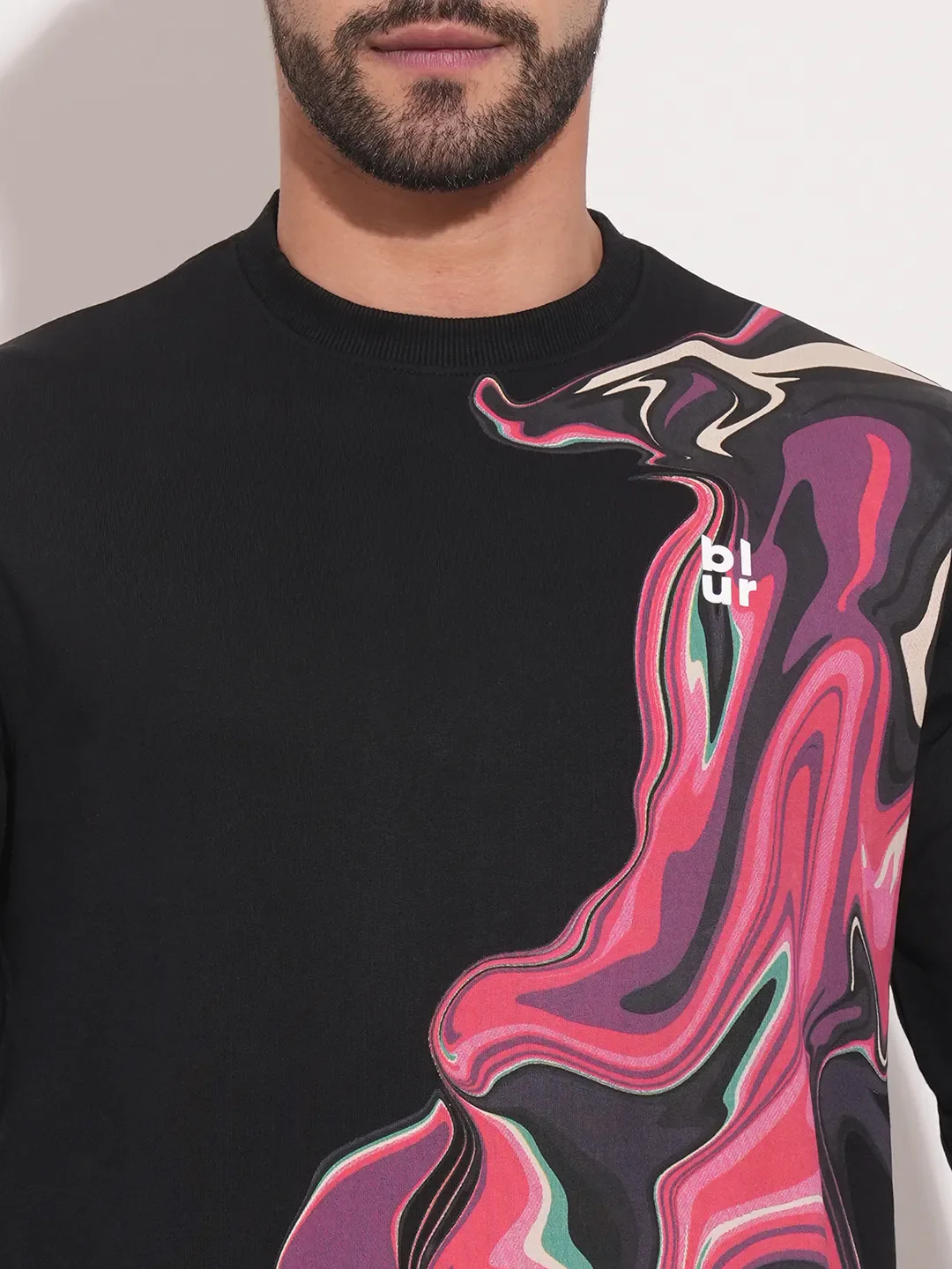 Black Regular Fit Round Neck Long Sleeves Men's Sweatshirt by Being Human Clothing - Image 5