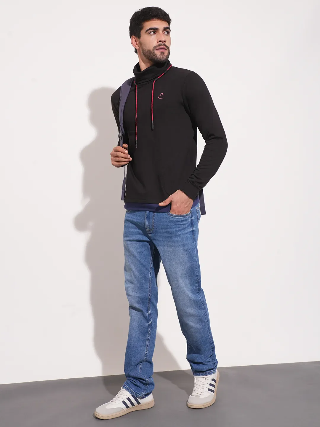 Black Regular Fit Round Neck Long Sleeves Men's Sweatshirt by Being Human Clothing - Image 4