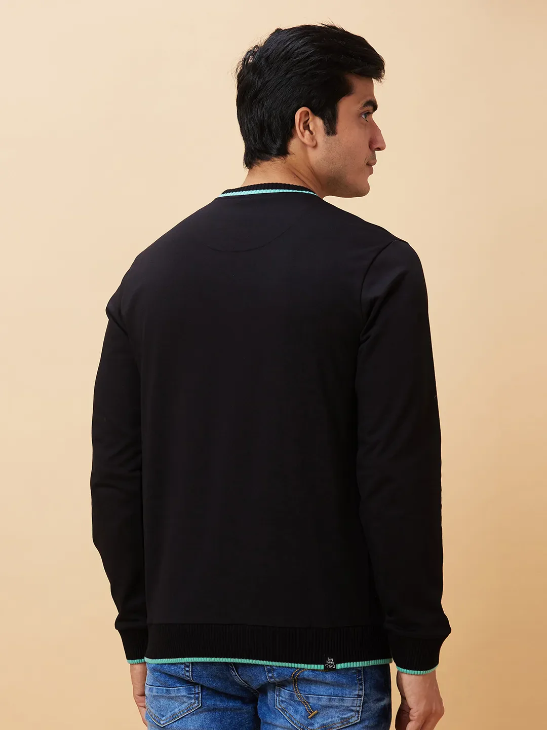 Black Regular Fit Round Neck Long Sleeves Men's Sweatshirt by Being Human Clothing - Image 3