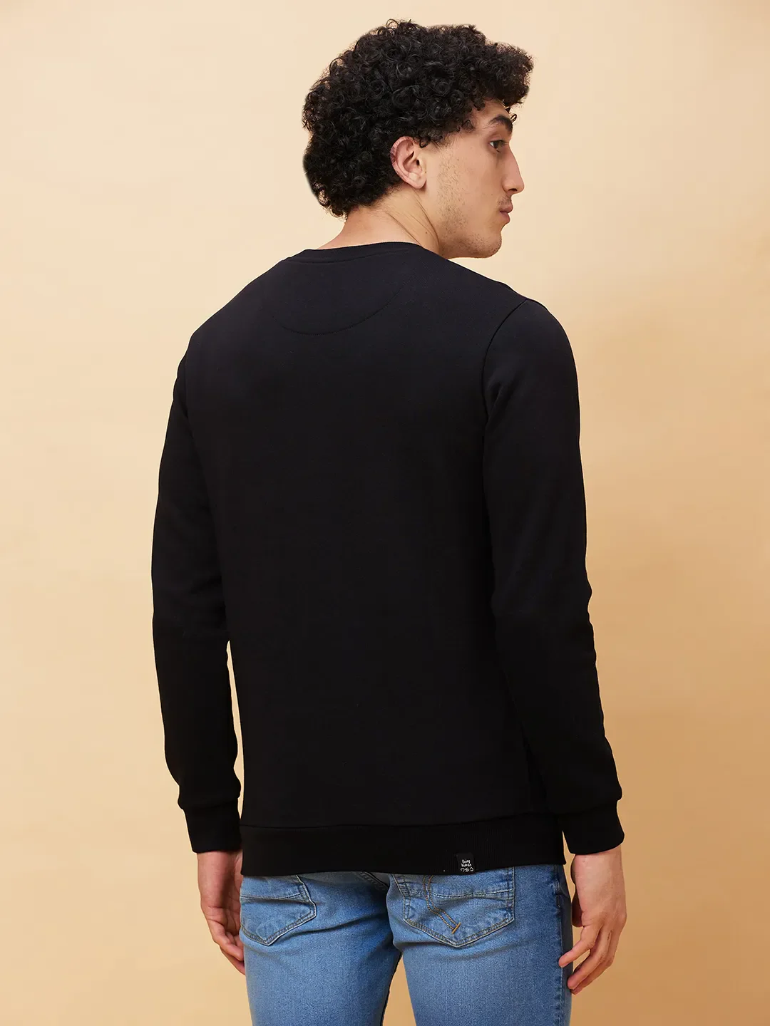 Black Regular Fit Round Neck Long Sleeves Men's Sweatshirt by Being Human Clothing - Image 3