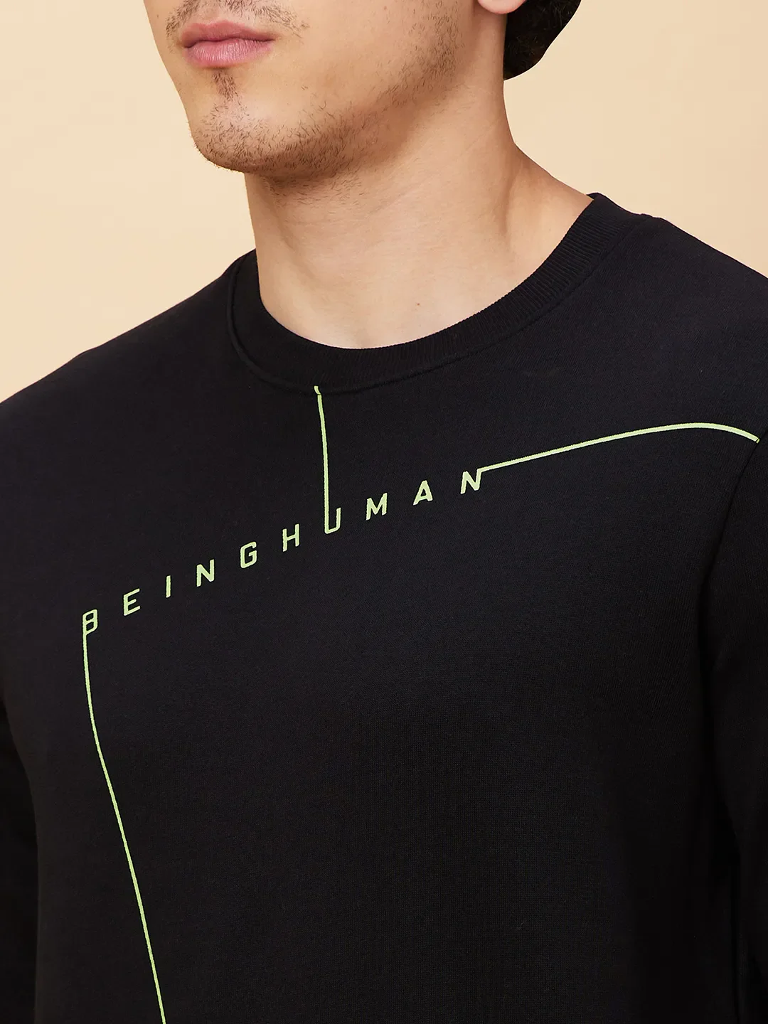 Black Regular Fit Round Neck Long Sleeves Men's Sweatshirt by Being Human Clothing - Image 5