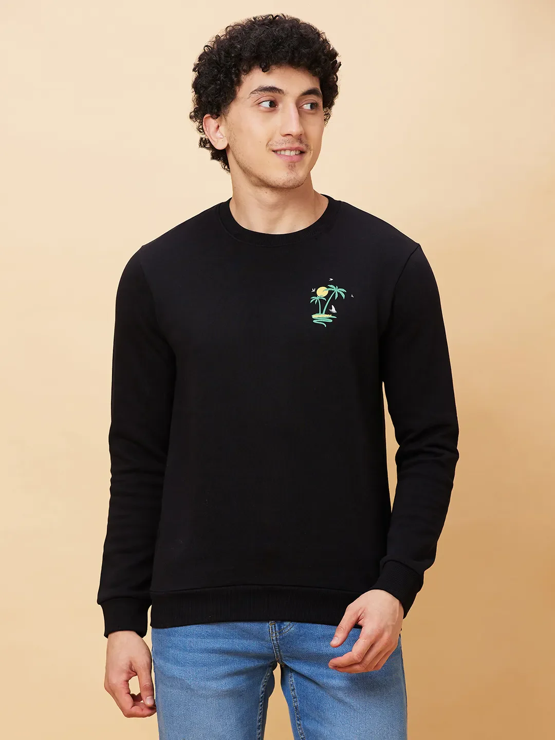 Black Regular Fit Round Neck Long Sleeves Men's Sweatshirt by Being Human Clothing