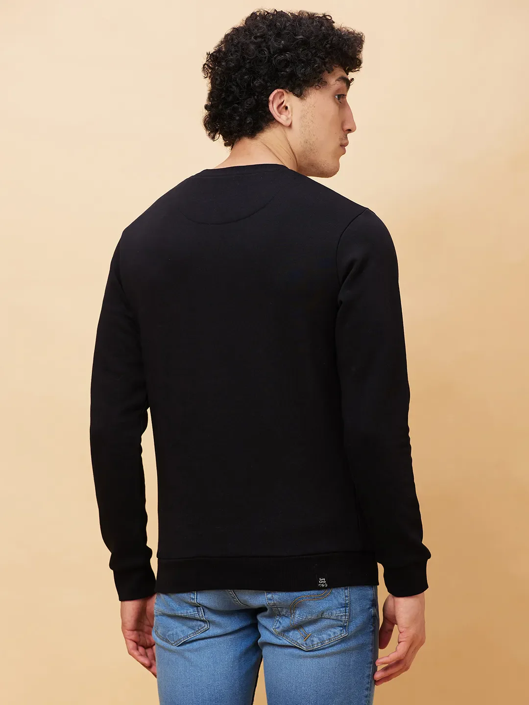 Black Regular Fit Round Neck Long Sleeves Men's Sweatshirt by Being Human Clothing - Image 3