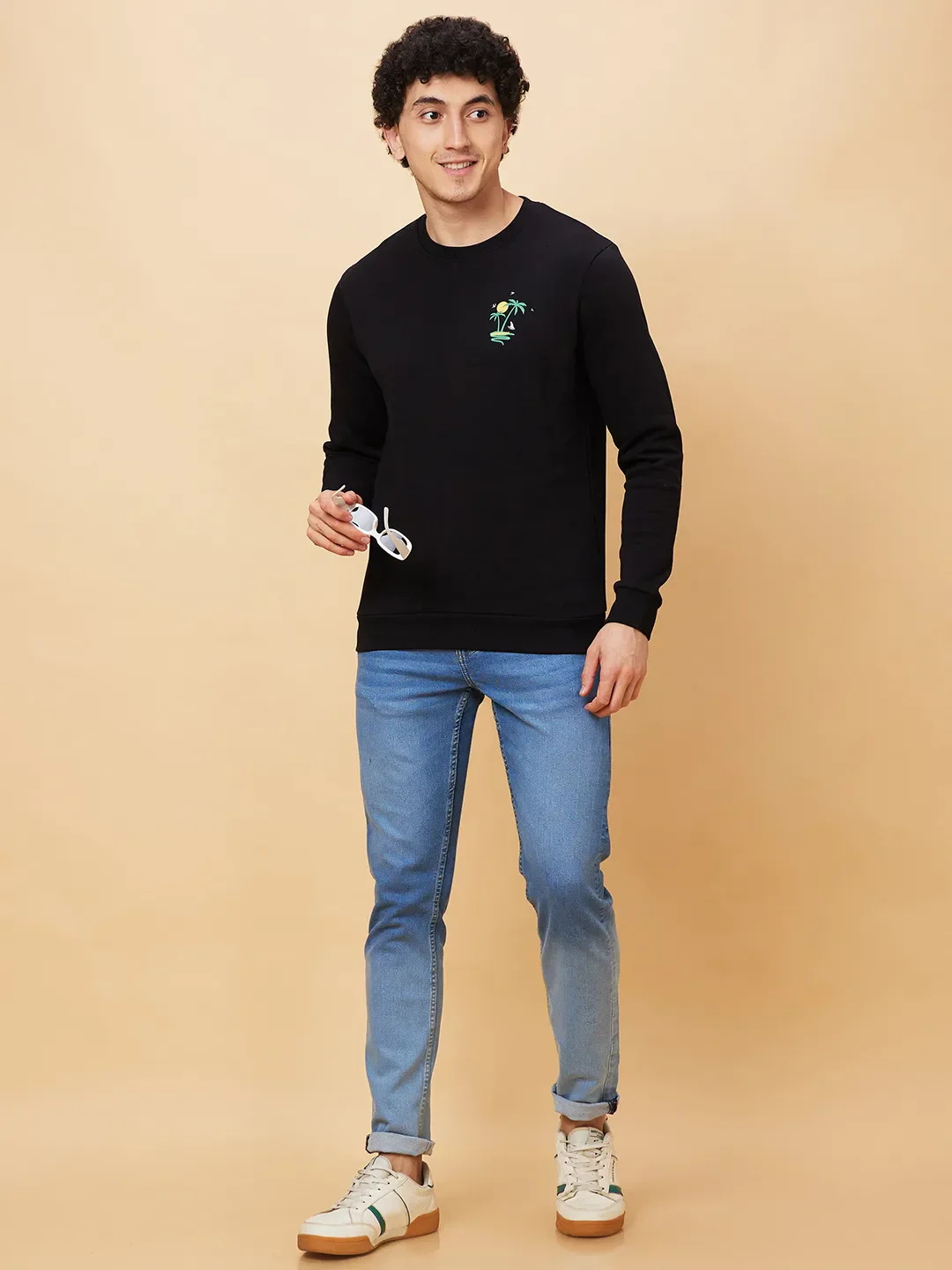 Black Regular Fit Round Neck Long Sleeves Men's Sweatshirt by Being Human Clothing - Image 6