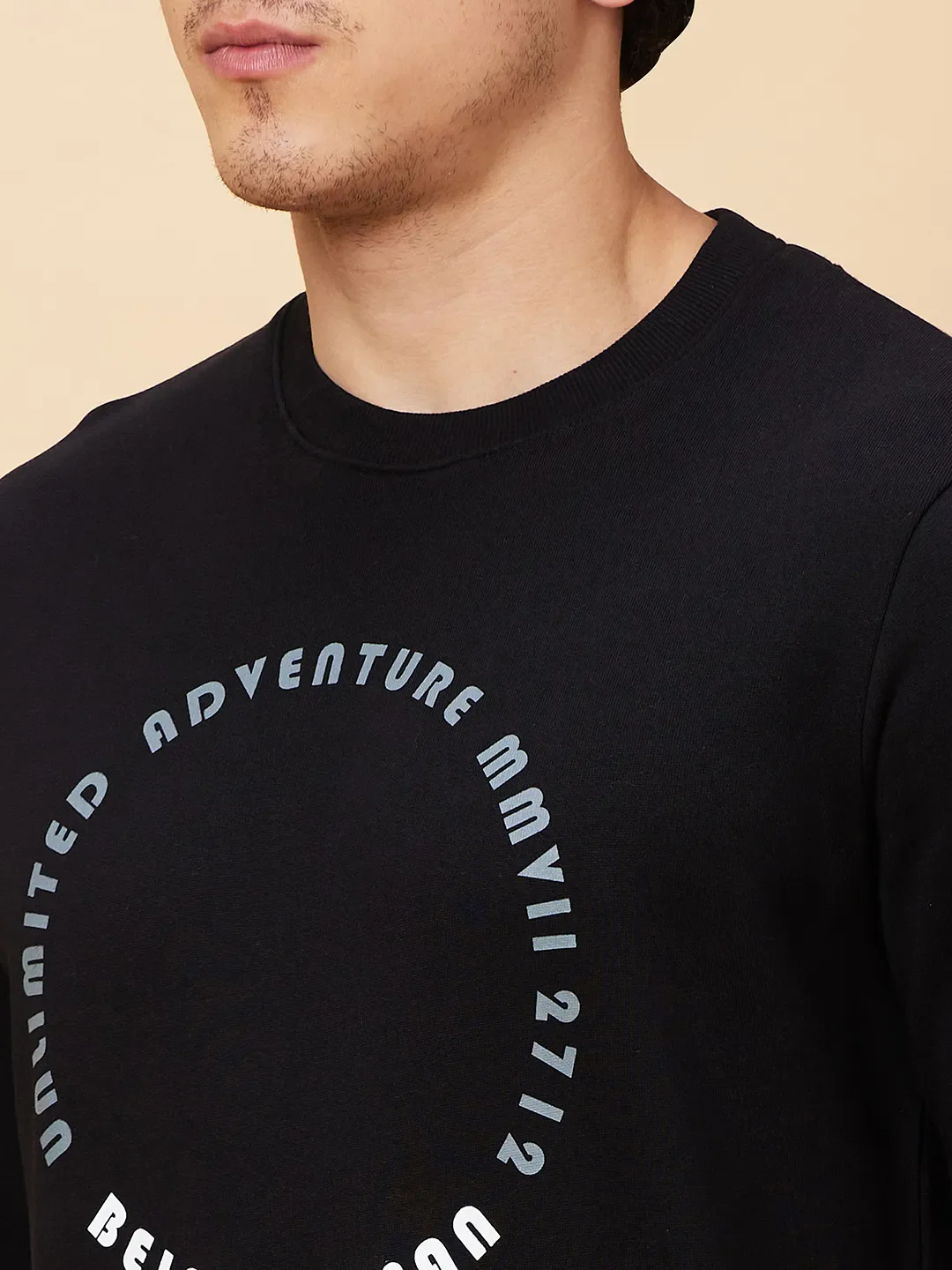Black Regular Fit Round Neck Long Sleeves Men's Sweatshirt by Being Human Clothing - Image 5
