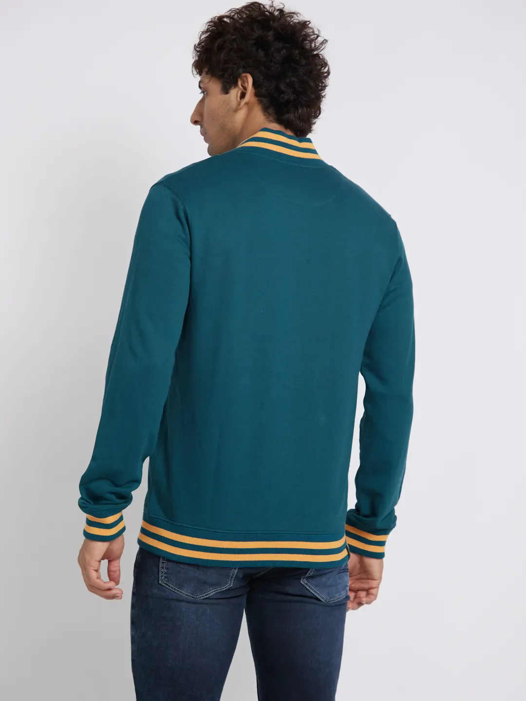 Green Regular Fit Round Neck Long Sleeves Men's Sweatshirt by Being Human Clothing - Image 3