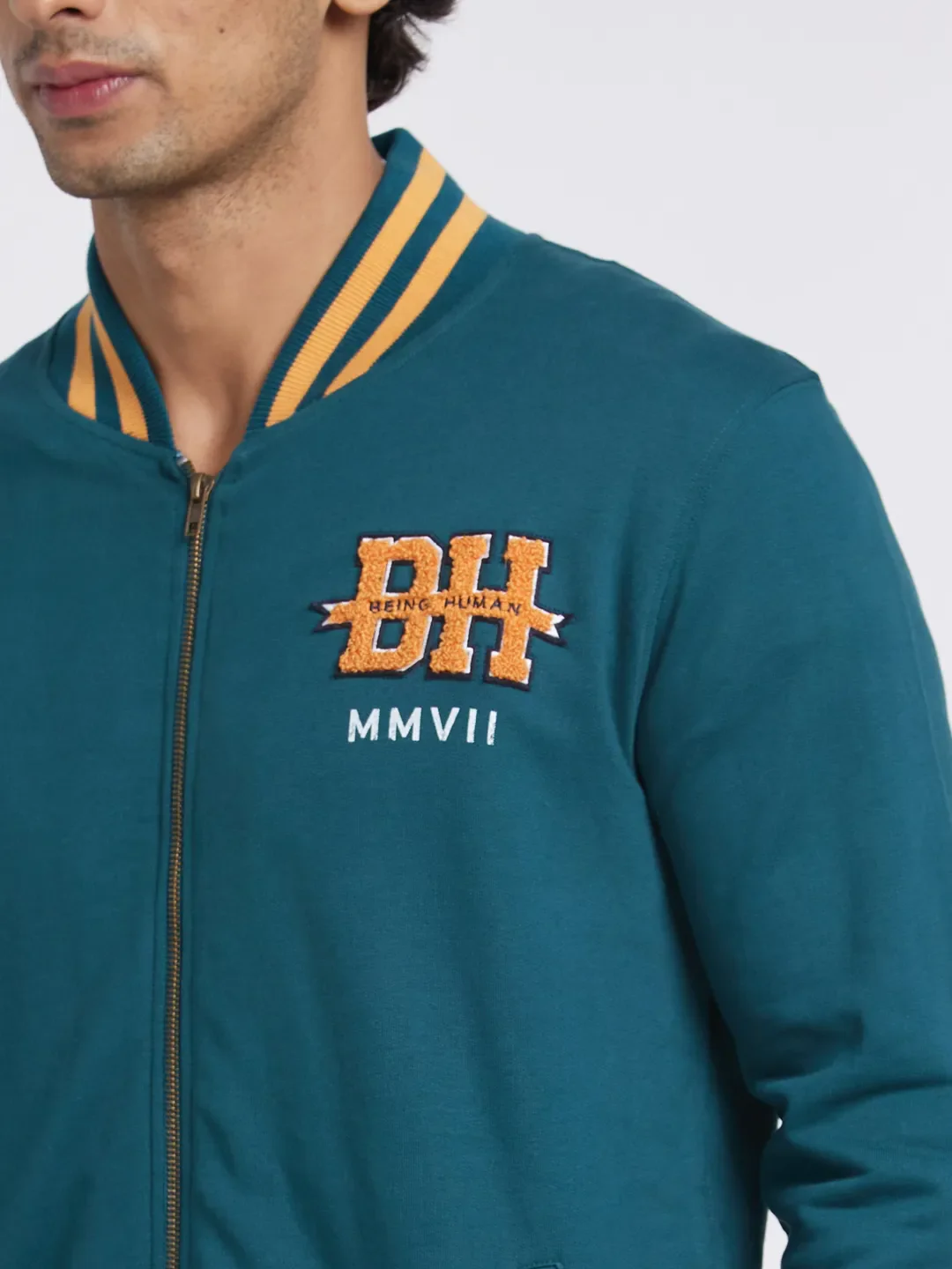 Green Regular Fit Round Neck Long Sleeves Men's Sweatshirt by Being Human Clothing - Image 4