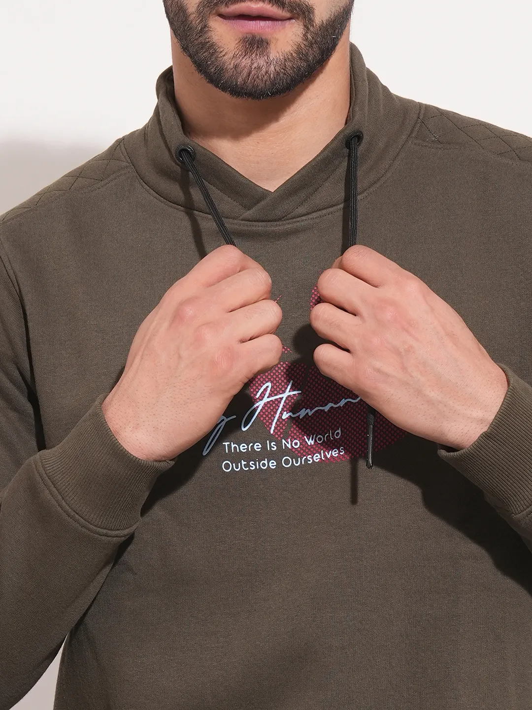 Green Regular Fit Round Neck Long Sleeves Men's Sweatshirt by Being Human Clothing - Image 5