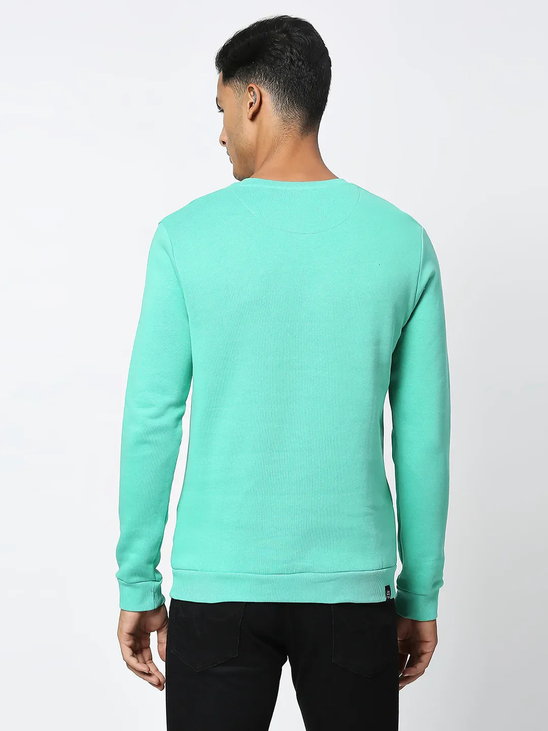 Green Regular Fit Round Neck Long Sleeves Men's Sweatshirt by Being Human Clothing - Image 4