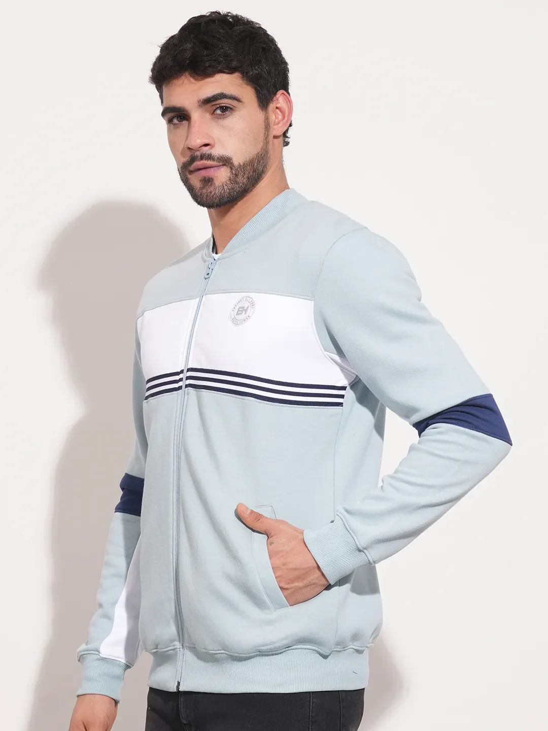 Blue Regular Fit Round Neck Long Sleeves Men's Sweatshirt by Being Human Clothing - Image 4
