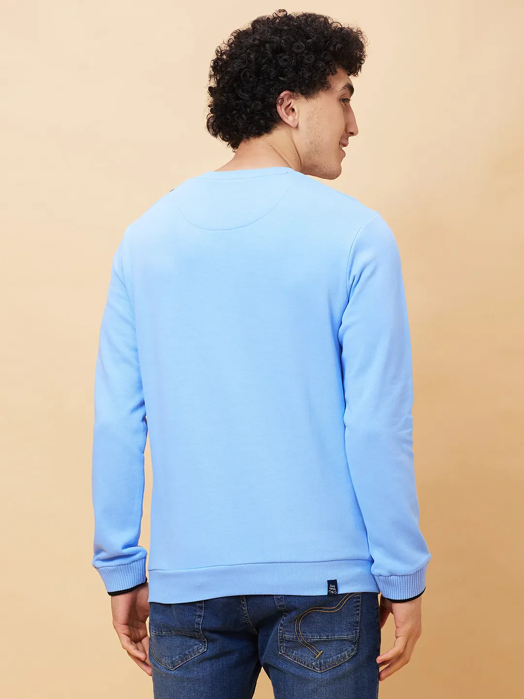 Blue Regular Fit Round Neck Long Sleeves Men's Sweatshirt by Being Human Clothing - Image 3