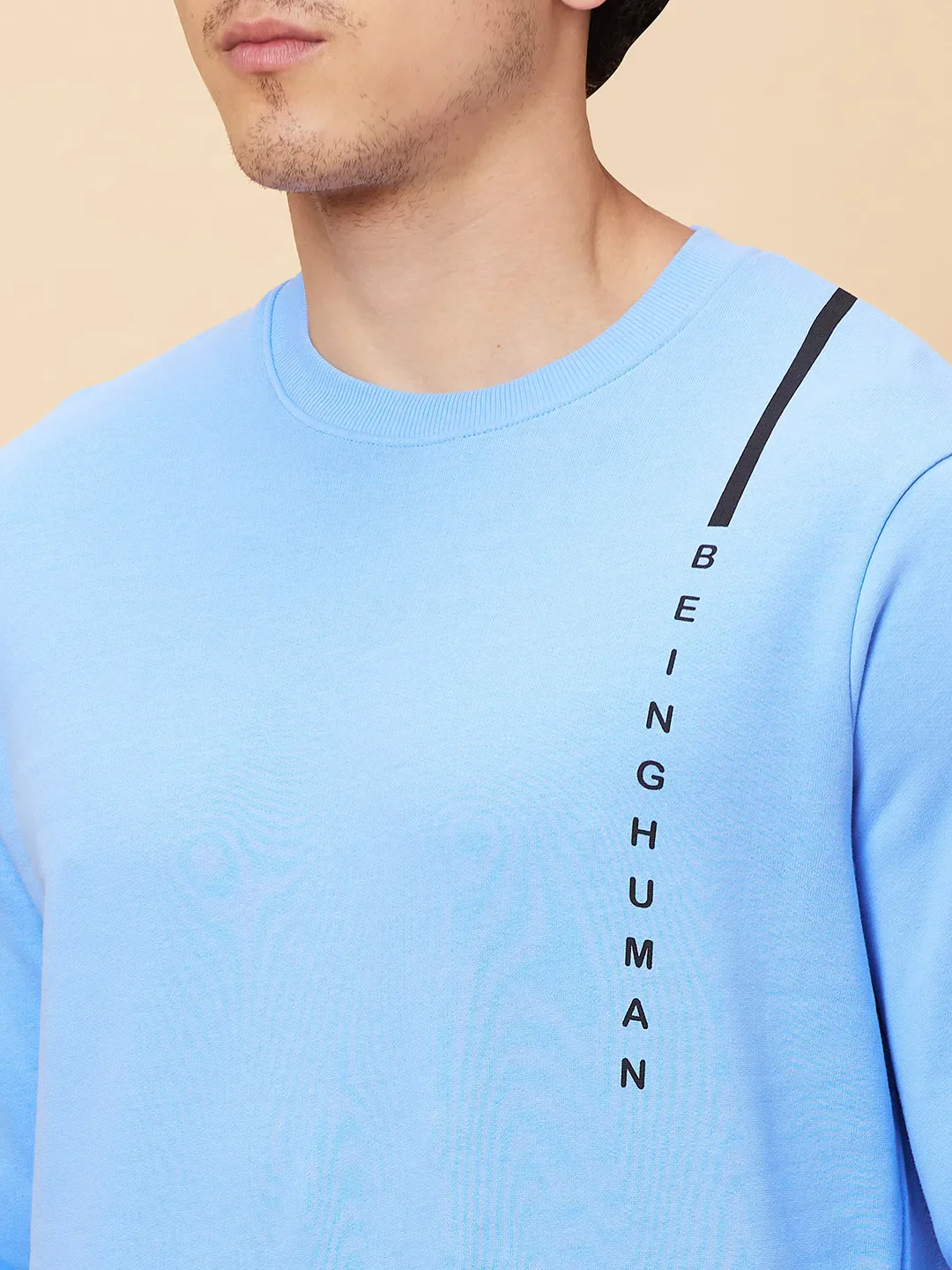 Blue Regular Fit Round Neck Long Sleeves Men's Sweatshirt by Being Human Clothing - Image 5