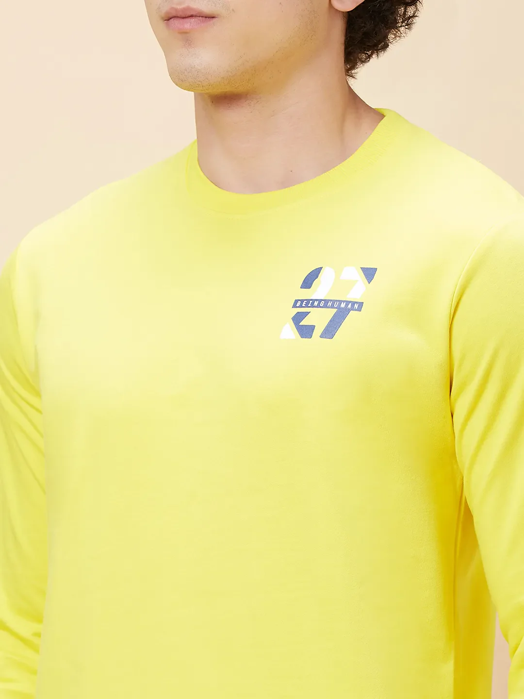 Yellow Regular Fit Round Neck Long Sleeves Men's Sweatshirt by Being Human Clothing - Image 5