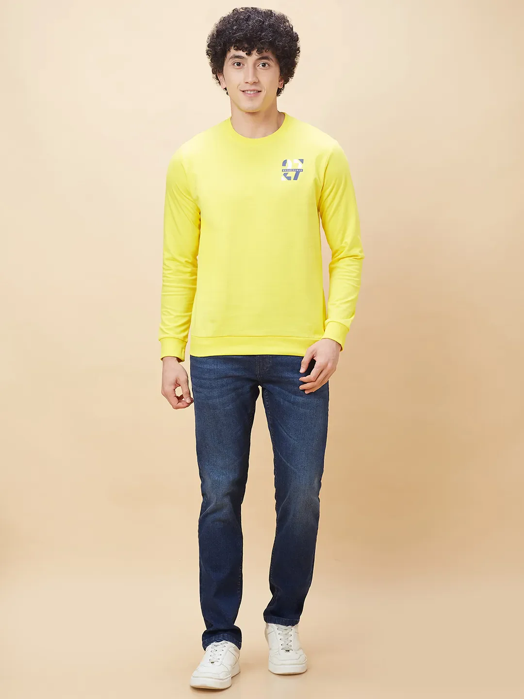 Yellow Regular Fit Round Neck Long Sleeves Men's Sweatshirt by Being Human Clothing - Image 6