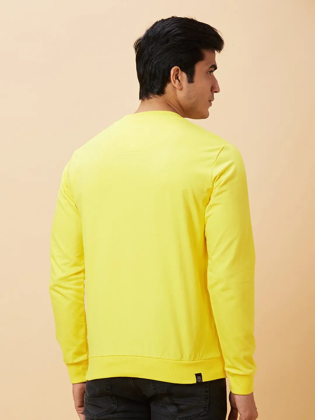 Yellow Regular Fit Round Neck Long Sleeves Men's Sweatshirt by Being Human Clothing - Image 3