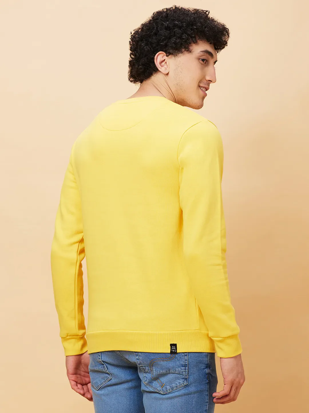 Yellow Regular Fit Round Neck Long Sleeves Men's Sweatshirt by Being Human Clothing - Image 3