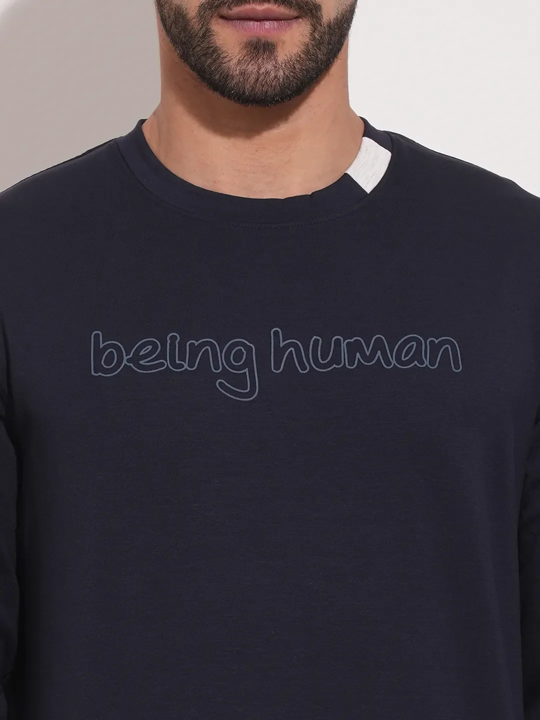 Blue Regular Fit Round Neck Long Sleeves Men's Sweatshirt by Being Human Clothing - Image 5