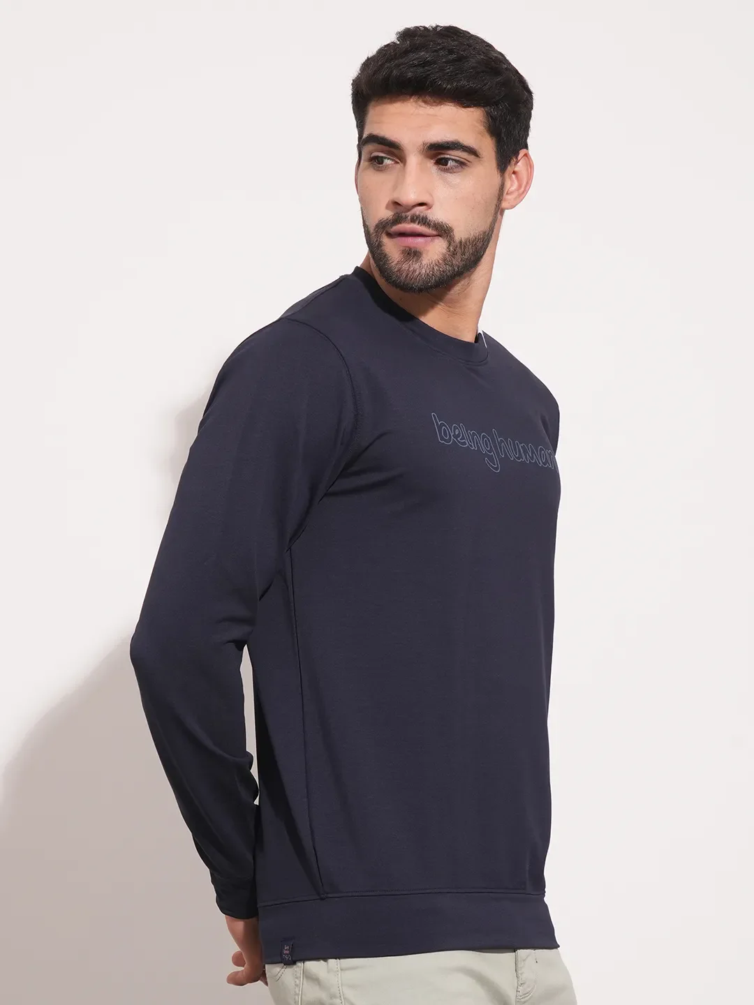 Blue Regular Fit Round Neck Long Sleeves Men's Sweatshirt by Being Human Clothing - Image 6