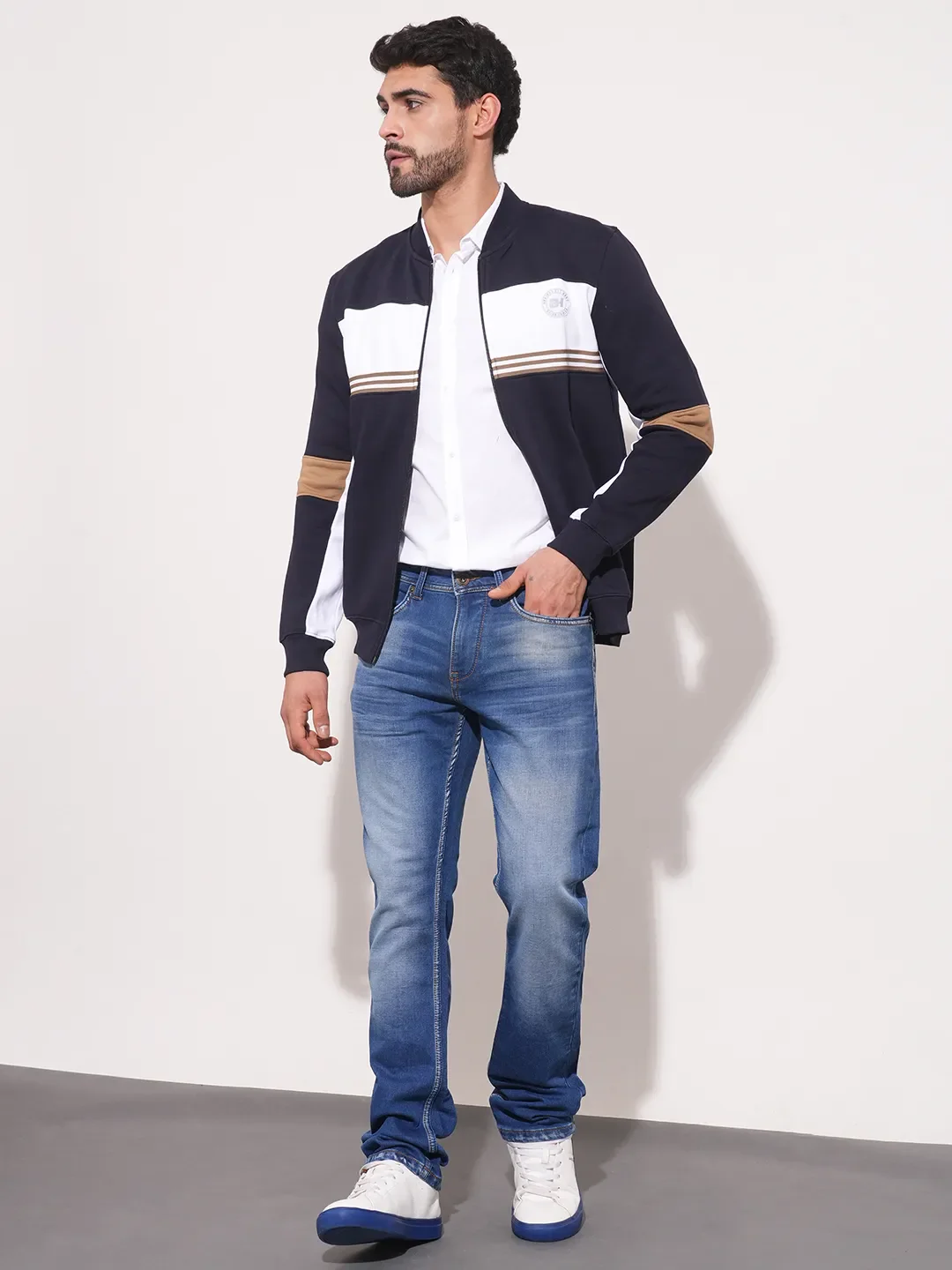 Blue Regular Fit Round Neck Long Sleeves Men's Sweatshirt by Being Human Clothing - Image 2