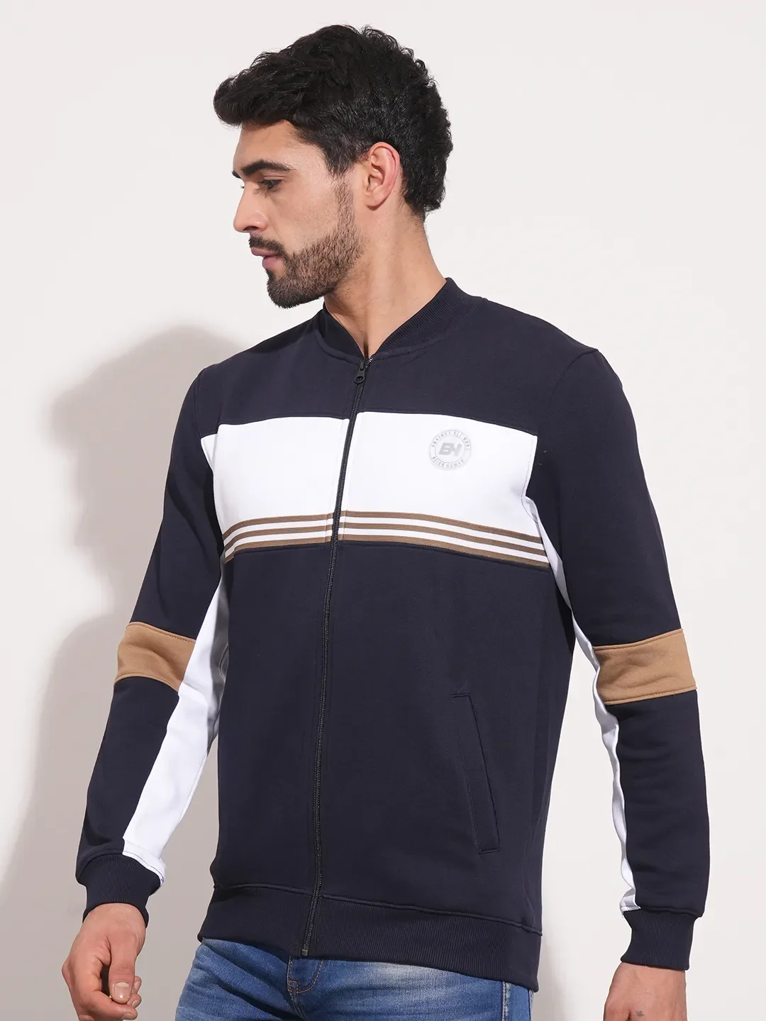 Blue Regular Fit Round Neck Long Sleeves Men's Sweatshirt by Being Human Clothing - Image 4