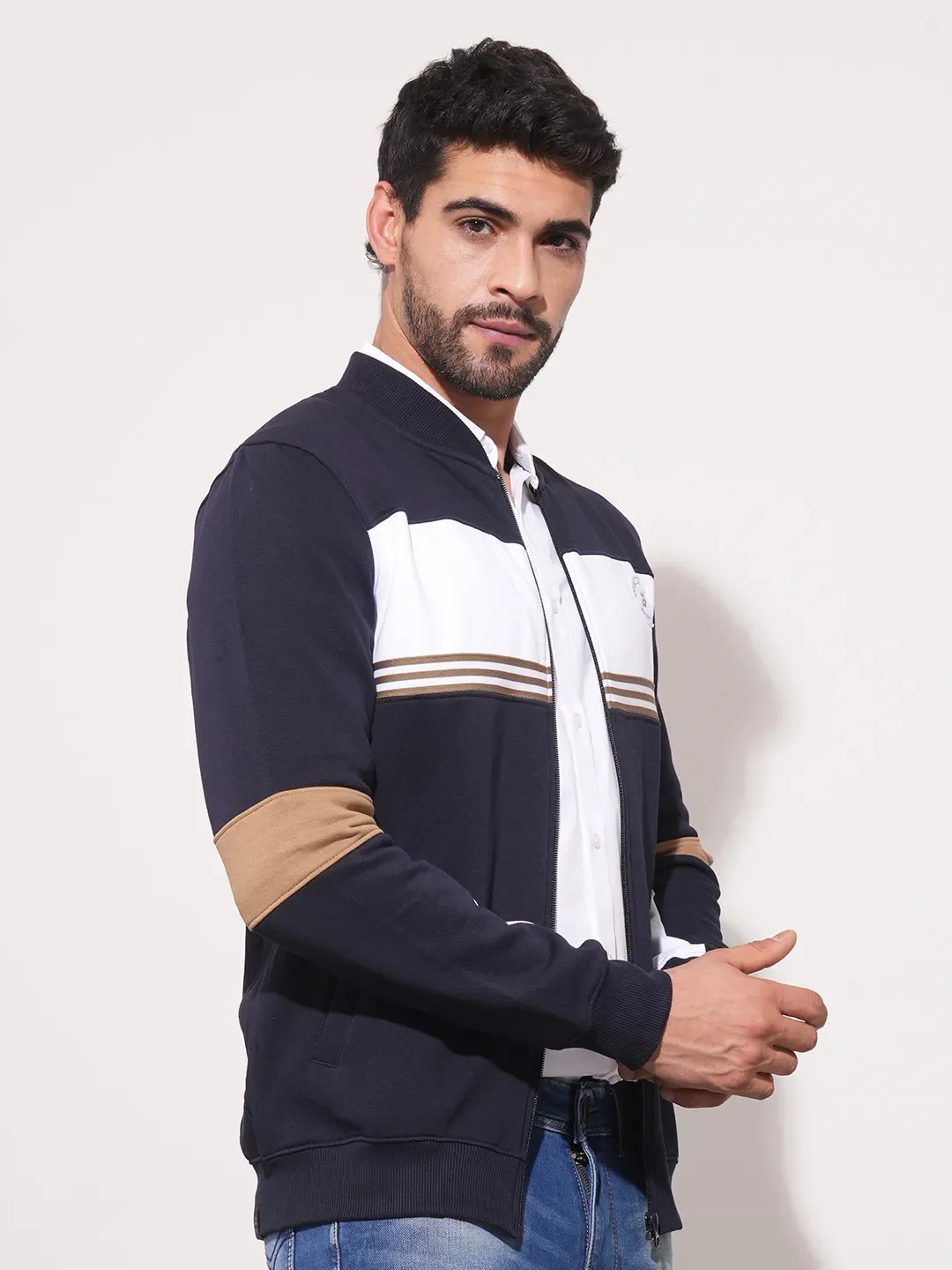 Blue Regular Fit Round Neck Long Sleeves Men's Sweatshirt by Being Human Clothing - Image 7