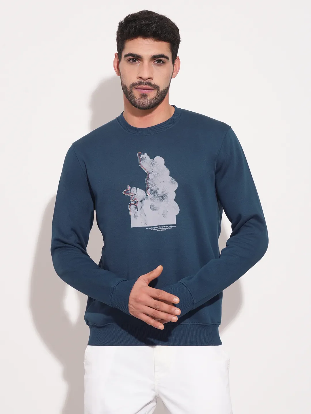 Blue Regular Fit Round Neck Long Sleeves Men's Sweatshirt by Being Human Clothing