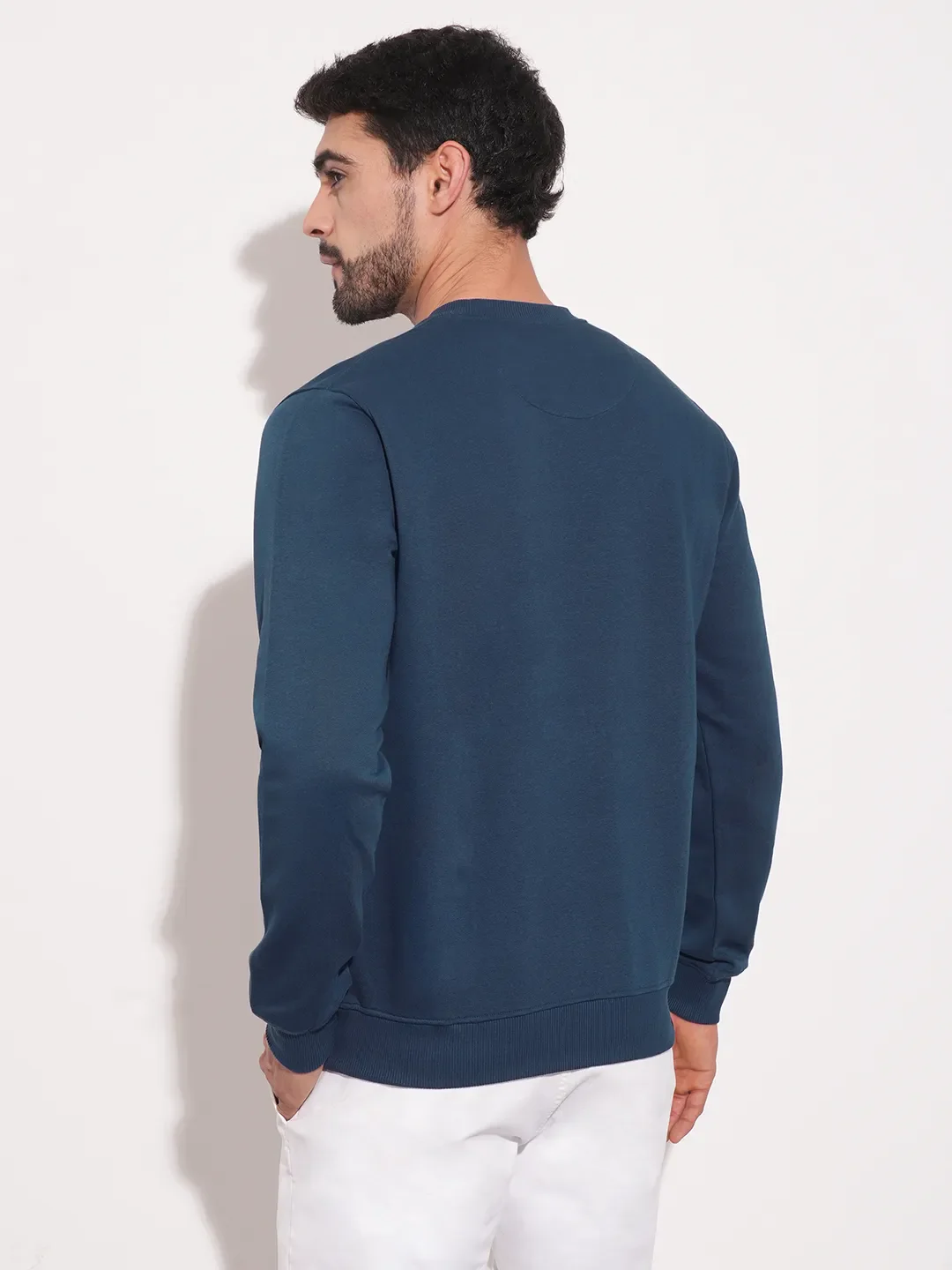 Blue Regular Fit Round Neck Long Sleeves Men's Sweatshirt by Being Human Clothing - Image 6