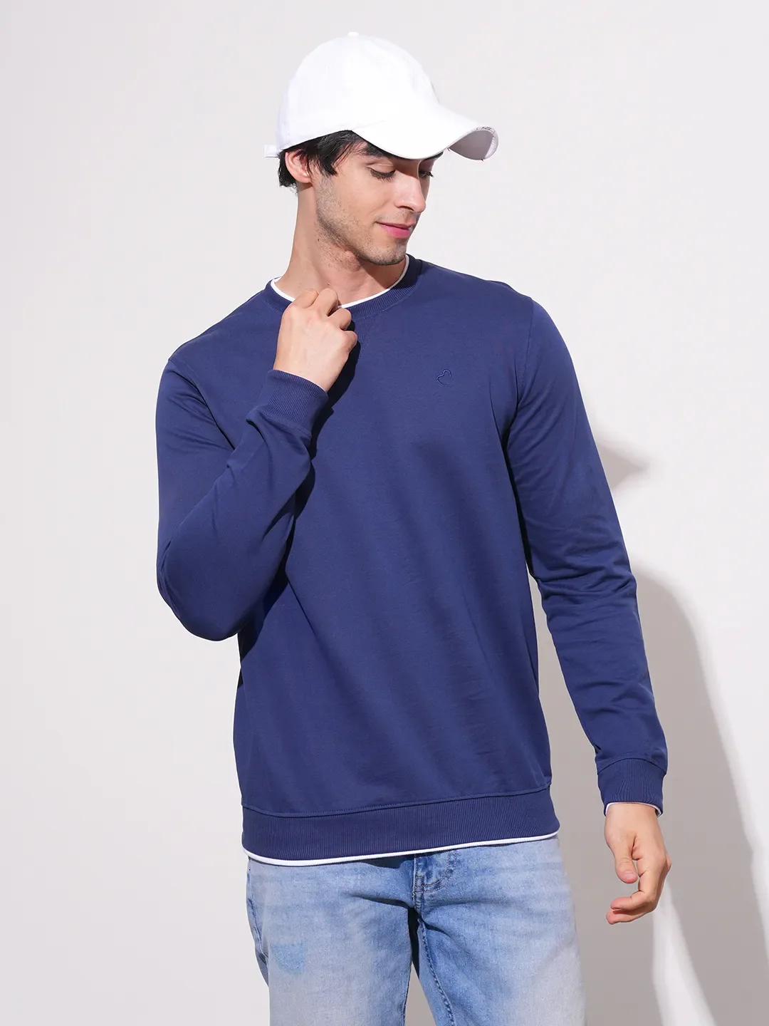 Blue Regular Fit Round Neck Long Sleeves Men's Sweatshirt by Being Human Clothing - Image 6