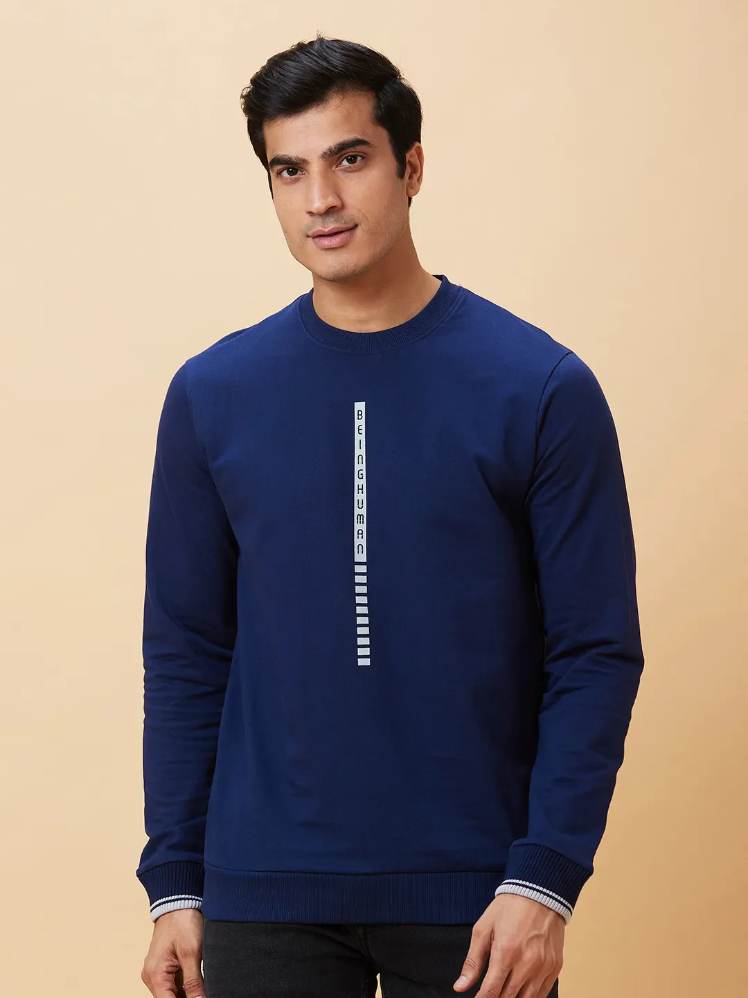 Blue Regular Fit Round Neck Long Sleeves Men's Sweatshirt by Being Human Clothing