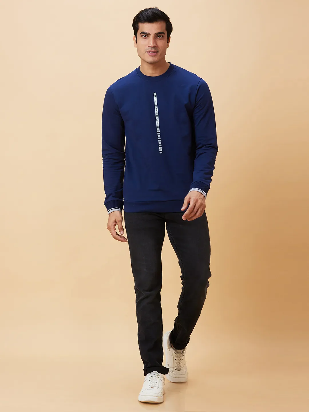 Blue Regular Fit Round Neck Long Sleeves Men's Sweatshirt by Being Human Clothing - Image 2